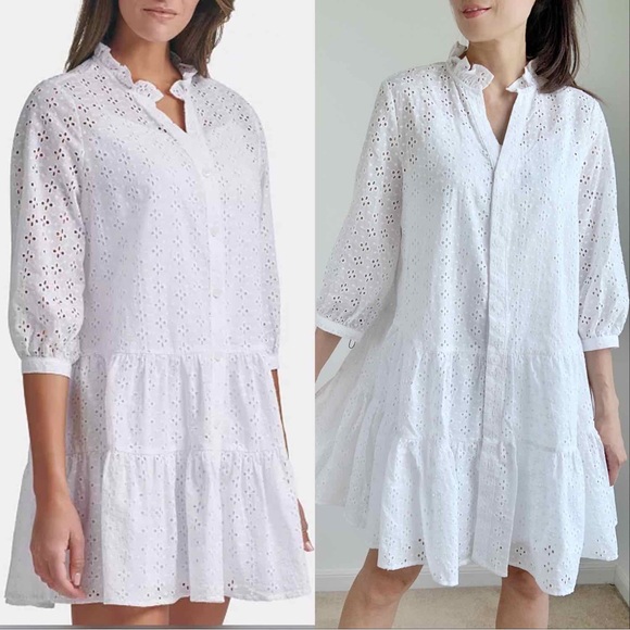 Tommy Hilfiger Dresses & Skirts - WHITE EYELET BUTTON DOWN DRESS
